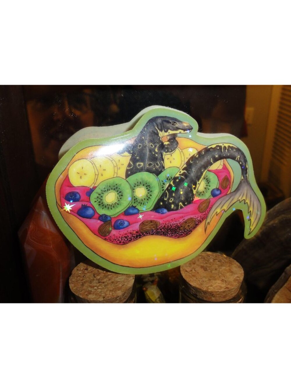 Smoothie Bowl Mermaid Lizard Sparkle Sticker Asian Water Monitor - Picture 4 of 6